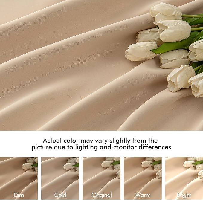 MIULEE Beige Back Tab Blackout Curtains 52x108 Inch Long 2 Panels Set | Rod Pocket Pinch Pleated, Thermal Insulated, Bedroom Living Room Darkening Privacy Drapes, Extra Long Light Blocking Curtains