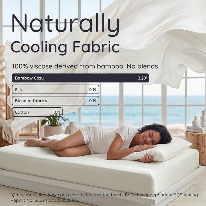 Bambaw 100% Viscose Derived from Bamboo Sheets King Size Set – 4pcs King Size Cooling Sheets for Hot Sleepers & Night Sweats, Ultra Soft Bedding Set, Fits Up to 16'' Deep Pocket (Ivory)