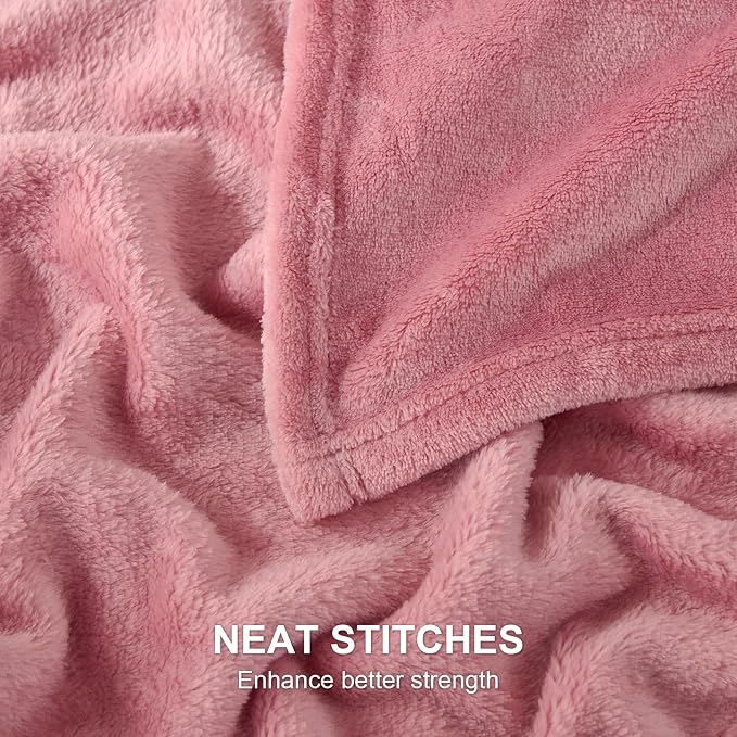 Hansleep Twin Fuchsia Fleece Blanket, Soft Flannel Bed Blanket | Fuzzy Cozy Blanket 60x80 Inches, Multi-use for Bed, Sofa, Couch, Travel, Camping, All Season Warm Lightweight Cover