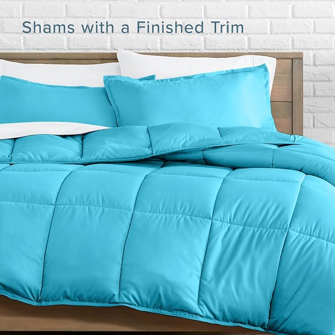 Bare Home Queen Comforter Set - 1800 Ultra Soft (Queen, Aqua) | All-Season, Breathable, Hypoallergenic, Premium 1800, Warm, Cozy