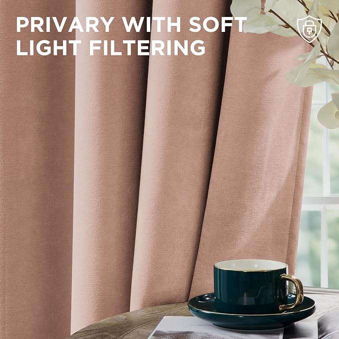 Joydeco Velvet Blackout Curtains Black Out Curtain 96 Inch Drapes | for Bedroom Living Room, Heat and Light Blocking, Thermal Insulated Luxury Heavy Duty Curtain 2 Panels Rod Pocket