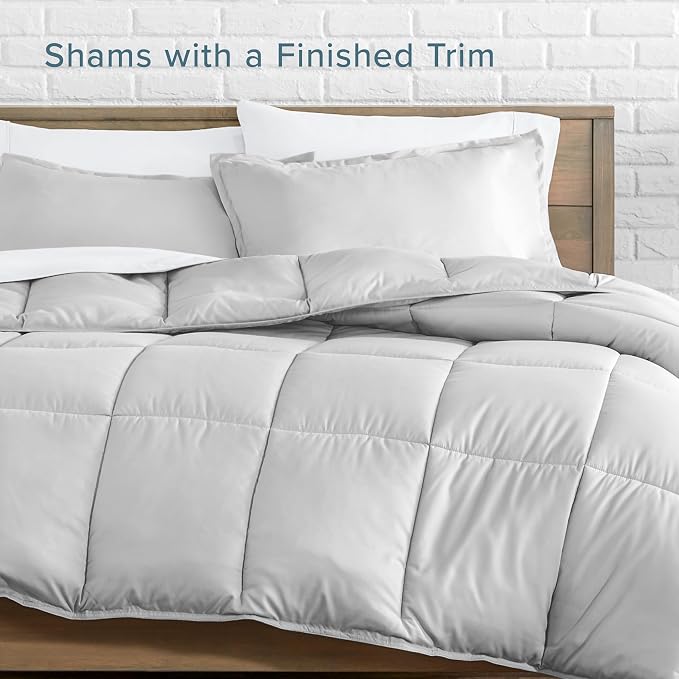 Bare Home Comforter Set - 1800 Ultra Soft (Oversized Queen, Cloud Grey) | All-Season, Breathable, Hypoallergenic, Premium 1800, Warm, Cozy