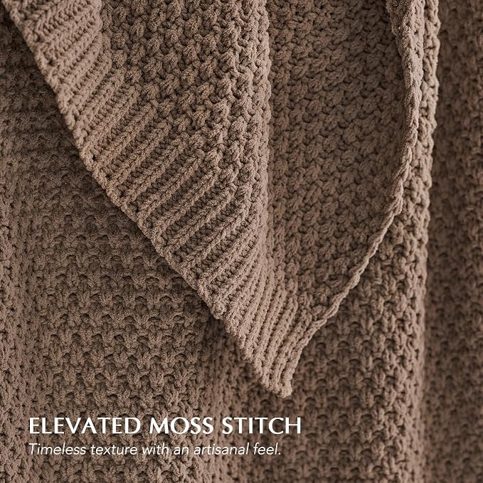 EVERGRACEHOME Chunky Chenille Knit Throw Blanket, 60 x 80, Rosewood | Sculpted Moss Stitch, Chic Modern Farmhouse, All-Season Warmth, OEKO-TEX® Certified, Elegant Blanket for Couch, Bed, Sofa