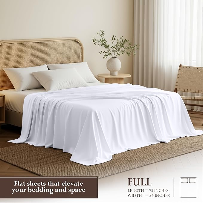 Utopia Bedding Flat Sheets - Pack of 6 - Soft Brushed Microfiber Fabric - Shrinkage & Fade Resistant Top Sheets - Easy Care (Full, White)