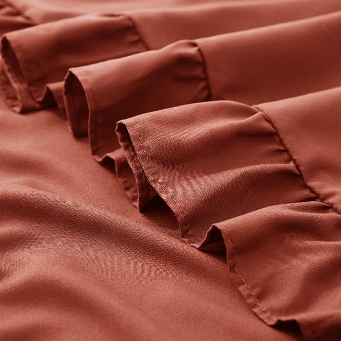 KKJIAF 2 Pack Ruffle Pillow Cases 22x22 Inches, Dusty Orange | Square Ruffled Pillow Covers, Microfiber Wrinkle Resistant Pillow Shams with Envelope Closure for Sofa Bed Living Room
