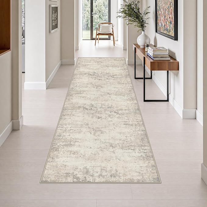 3x10 Washable Runner Rug：Modern Abstract Soft Carpet Brown Beige | For Hallway, Bedroom, Kitchen, Laundry, Bathroom,Door Mat,Modern Abstract,Machine washable,Non-Slip,Stain Resistant,Indoor