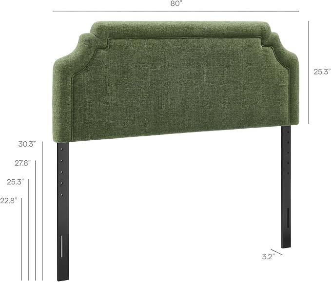 Modway Magnolia King Size Upholstered Fabric Headboard in Foliage - Padded Cushioned Headboard with Woven Heathered Upholstery and Adjustable Mounting Positions