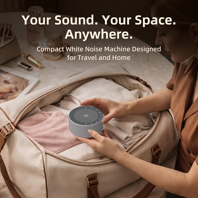 Kipcush White Noise Machine for Baby & Adults, 30 Soothing Sounds, Soft Non-Glare Nursery Lamp, 8 Color Night Lights, Memory Function (Angel V4 Grey, Standard)