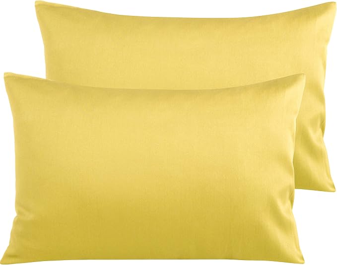 NTBAY Queen Egyptian Cotton Sateen Pillowcases, Set of 2, Mustard Yellow | 500 Thread Count Egyptian Cotton Sateen with Envelope Closure, 2 Pack 20 x 30 Inch Pillowcases, Insert Not Included