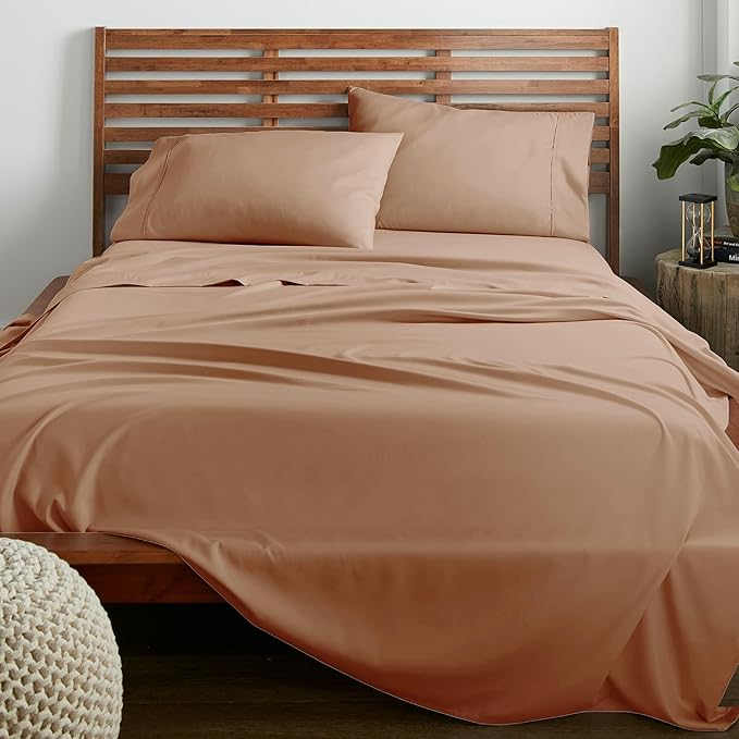 American Home Collection King Sheet Set - Ultra-Soft Microfiber 15-Inch Deep Pocket - Wrinkle Free and Fade Resistant (Tan)