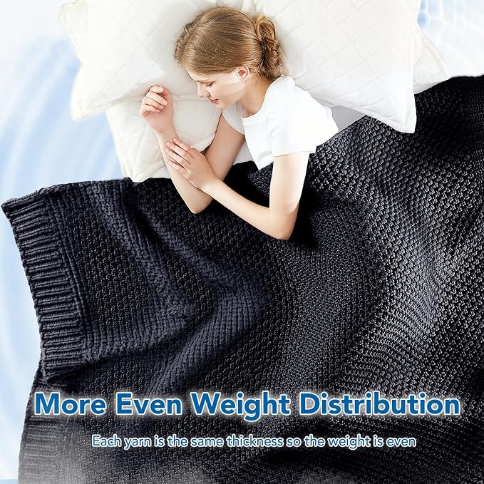 Knitted Weighted Blanket - 50"x60" 5lbs Cooling Chunky Knit Heavy Blanket for Adults Cable Yarn Knit Decorative No Beads Soft, Cozy and Cooling Weighted Throw Blankets Machine Washable