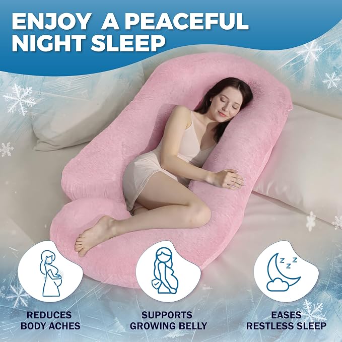 Pregnancy Pillows for Sleeping – 57-Inch Maternity Pillow for Pregnant Women with Removable Washable Cover – Support for Back, Belly, Neck, Legs, & Hips – V C U Shaped Full Body Pillow