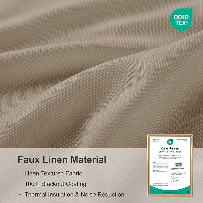 Faux Linen Total Blackout Curtains for Bedroom 102 Inch Long Copper Brown | 100% Blackout Shield, Back Tab/Rod Pocket Living Room Drapes, Thermal Insulated Blackout Curtains 2 Panels Set, 50"W x 102"L