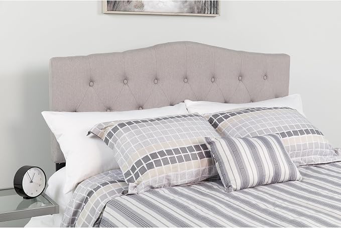 Flash Furniture Twin Tufted Fabric Headboard, Light Gray | Adjustable Height, Easy Install, Bedroom Decor
