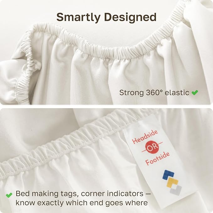 California Design Den Soft 100% Cotton Sateen Twin Fitted Sheet, Ivory | 400 Thread Count Backed by Good Housekeeping Seal, All-Around Elastic, No-Pop Fit, Durable, OEKO-TEX
