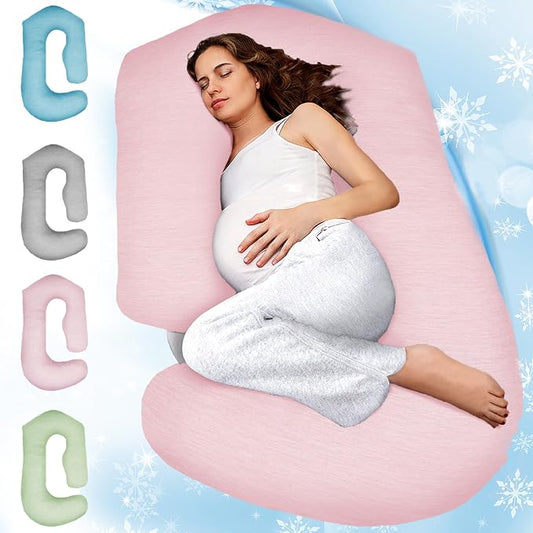 Pregnancy Pillows for Sleeping – 57-Inch Maternity Pillow for Pregnant Women with Removable Washable Cover – Support for Back, Belly, Neck, Legs, & Hips – V C U Shaped Full Body Pillow