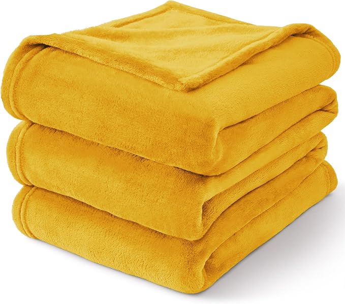 BEDELITE Fleece Blanket Soft Plush Throw for Couch Yellow 50"x60" | Ultra Soft Fleece, Plush Microfiber, Lightweight Warmth, All Season Comfort, Fade Resistant, Machine Washable, Couch Sofa Bed