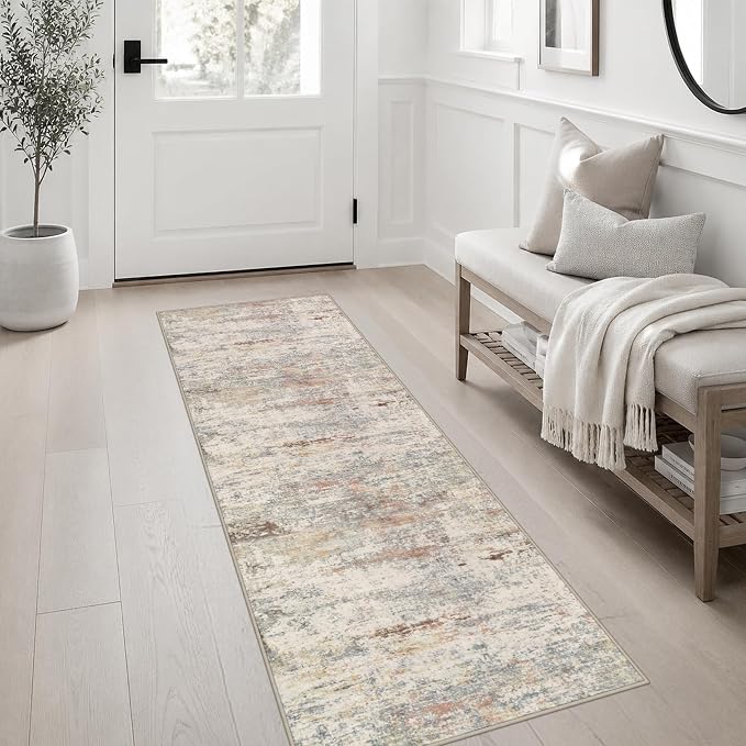 2x6 Washable Runner Rug：Modern Abstract Kitchen Soft Carpet Taupe | For Hallway, Bedroom, Kitchen, Laundry, Bathroom,Door Mat,Modern Abstract,Machine washable,Non-Slip,Stain Resistant,Indoor