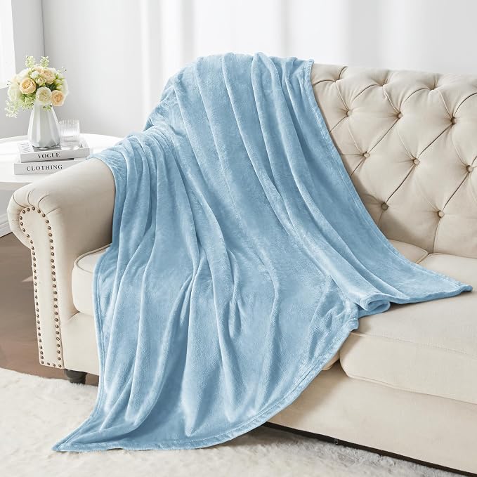 BEDELITE Fleece Blanket Soft Plush Throw for Couch Washed Blue 50"x60" | Ultra Soft Fleece, Plush Microfiber, Lightweight Warmth, All Season Comfort, Fade Resistant, Machine Washable, Couch Sofa Bed
