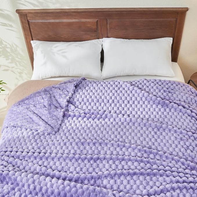 NEWCOSPLAY Fleece Clouds Cozy Queen Blanket for Couch, Lavender, 90"x90" | Premium Silky Flannel Blanket, Soft Lightweight Fluffy Throw Blanket for Bed Sofa Decor, Gift for All Season Use
