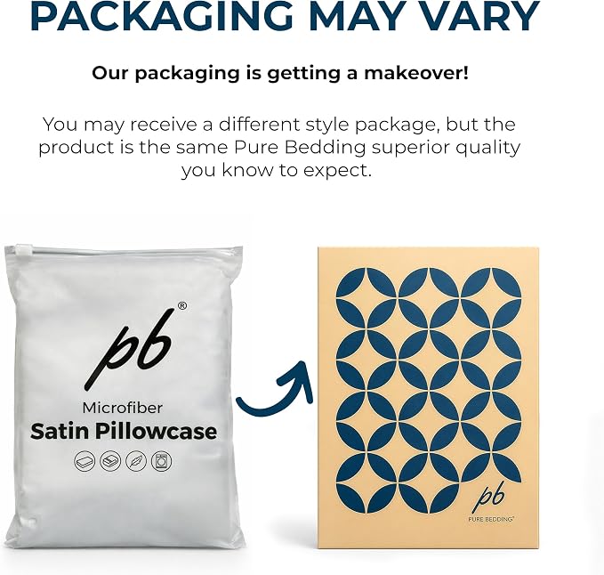 Pure Bedding Satin Pillowcase 2 Pack - King Size (20"x40", Champagne Pink) - Silky Pillow Cases for Hair and Skin - Satin Pillow Covers with Envelope Closure - Extra Soft Premium Microfiber
