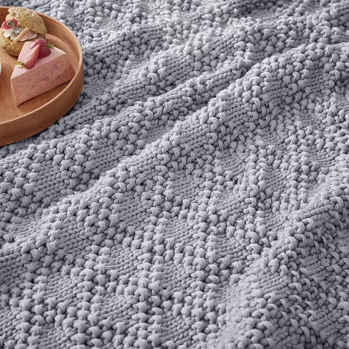 Anysay Knitted Weighted Blanket for Adult,Chunky Knit Throw 60''*80'' 20lbs | Cooling Weighted Blanket for Sleep Breathable Machine Washable Fall Heavy Blanket for Room Decor(Queen）