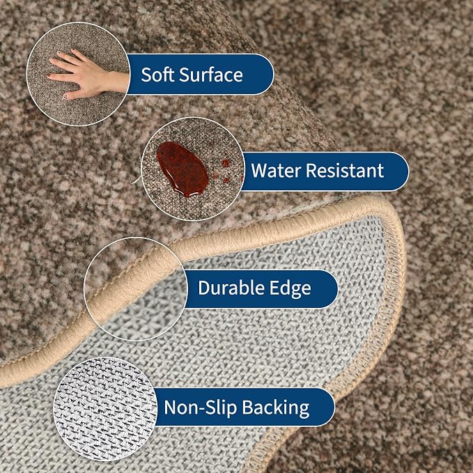 GarveeHome Scalloped Washable Rugs 10x13 Rug for Living Room Non Slip Taupe | Modern Bedroom Rug Taupe Large Area Rug Throw Rugs Soft Low Pile Stain Resistant Carpet for Dorm Dining Room 10 ft x13 ft