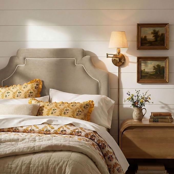 Modway Magnolia Twin Size Stain-Resistant Performance Velvet Headboard in [ Color] - Padded Cushioned Headboard with Adjustable Mounting Positions