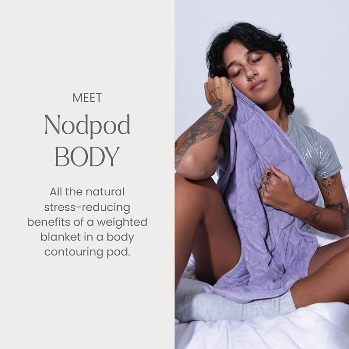 nodpod Body 6.5lb Patented Compact Weighted Blanket | Perfect for Relaxation, Lounging, Napping, Sleeping & Travel, Glass Bead Filled, Machine Washable, 29" x 24", Wisteria