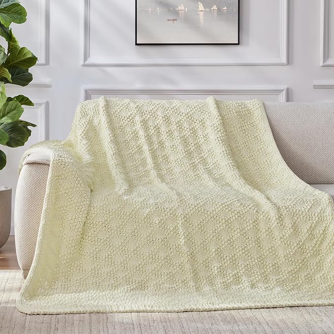 Anysay Knitted Weighted Blanket for Adult, Chunky Knit Throw 36''*48'' 3lbs | Cooling Weighted Blanket for Sleep Breathable Machine Washable Fall Heavy Blanket for Room Decor(Cream White)