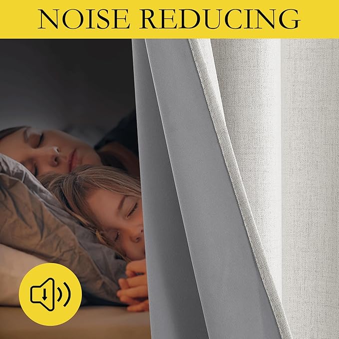 NICETOWN 100% Blackout Nursery Curtains 68" Long 2 Panels, Alabaster Gray | Thermal Insulated & Noise Reducing, Linen Blend, Privacy Short Drapes for Kids Room, Cafe Bar, Each 52" W by 68" L