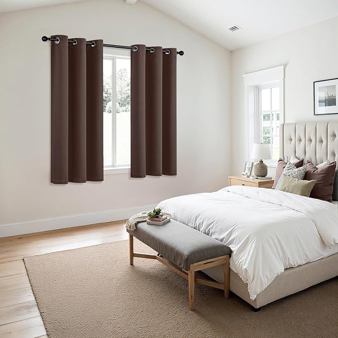 MIULEE Blackout Curtains for Bedroom 2 Panels 40 x 54 Inch Long Dark Brown | Thermal Insulated, Living Room Darkening Grommet Drapes, Noise Reducing, Light Blocking Window Treatments
