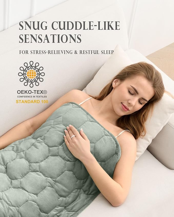 Cottonblue Small Weighted Lap Blanket 7lbs for Adults Teens 24"x29", Cozy | Soft Crystal Velvet Weighted Blanket Pad, Washable Portable Mini Travel Blankets for Relaxation All Season Used, Sage Green