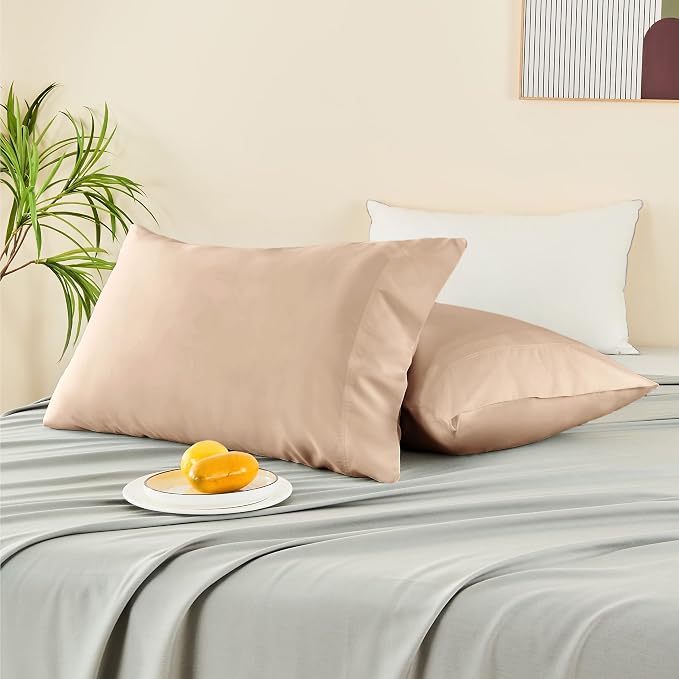 BEDELITE Cooling Pillow Cases Queen 2Pcs, Rayon Made from Bamboo, Taupe | Cooling and Breathable Pillow Cover for Hot Sleepers & Night Sweats, Silky Soft Cozy, Envelope Closure, 20"x30"