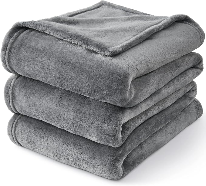 BEDELITE Fleece Blanket Soft Plush Queen Size Bed Blanket Grey 90"x90" | Ultra Soft Fleece, Plush Microfiber, Lightweight Warmth, All Season Comfort, Fade Resistant, Machine Washable,Perfect for Bed