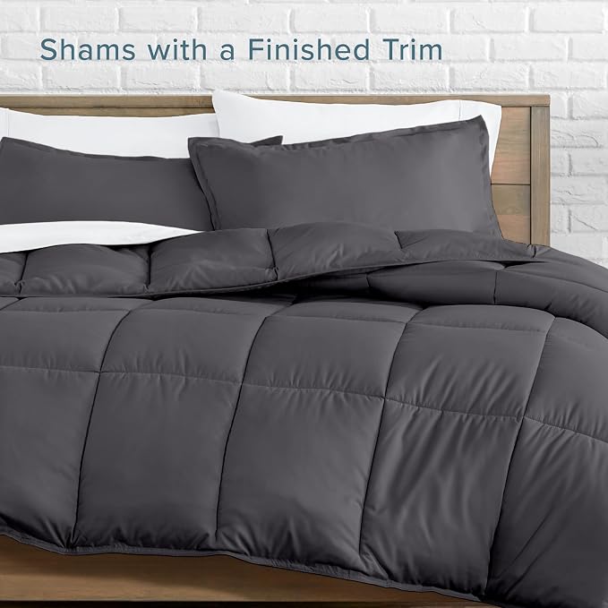 Bare Home Queen Comforter Set - 1800 Ultra Soft (Queen, Forged Iron Grey) | All-Season, Breathable, Hypoallergenic, Premium 1800, Warm, Cozy