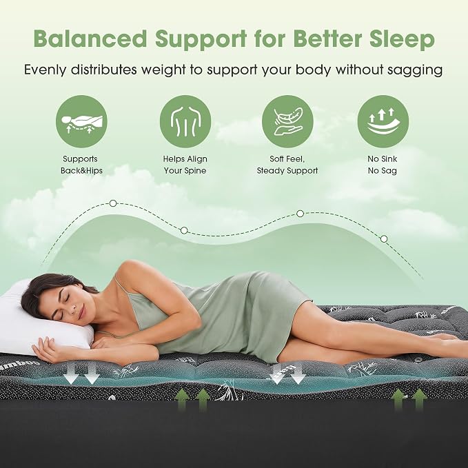 Mattress Pad King Size, Cooling Pillow Top Mattress Topper, Ultra Soft Viscose from Bamboo, Breathable for Hot Sleepers, Deep Pocket 8"-20", Black