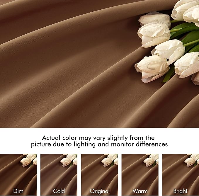 MIULEE Cappuccino Brown Back Tab Blackout Curtains 52"x84" Long 2 Panel Set | Rod Pocket Pinch Pleated, Thermal Insulated, Room Darkening Privacy Drapes, Light Blocking Curtains for Living Room Bedroom
