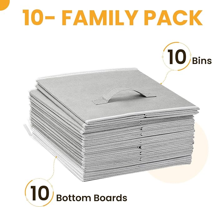 Large Storage Cubes, 13 Inch Cube Storage Bins for Shelves Closet Nursery Bedroom - 10 Pack Collapsible Storage Baskets with Handles - Fabric Bins for Organizing Magazines Clothes Toys (Grey)