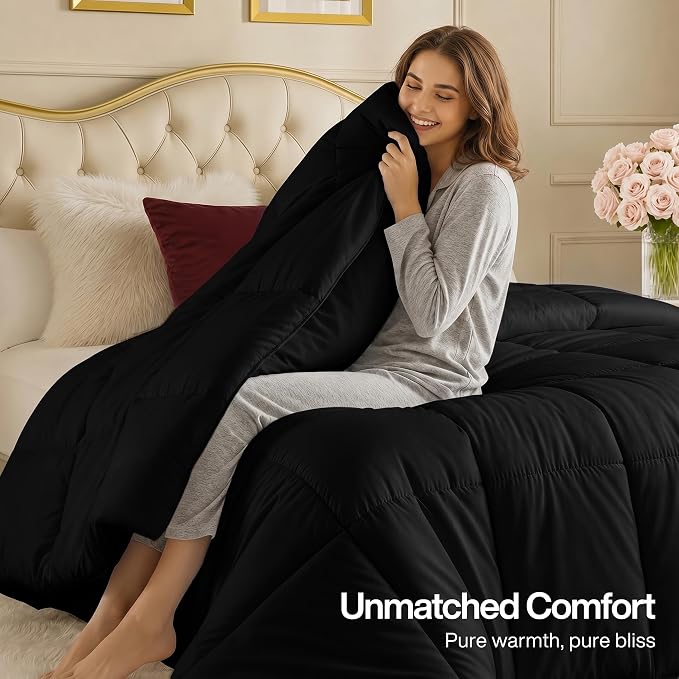 Utopia Bedding Duvet Insert, Comforters Queen Size 88 x 88 Inches, Black | Cozy All Season Comforter for Kids and Teens, Unisex, Down Alternative Fill, Soft Microfiber Shell, Machine Washable.