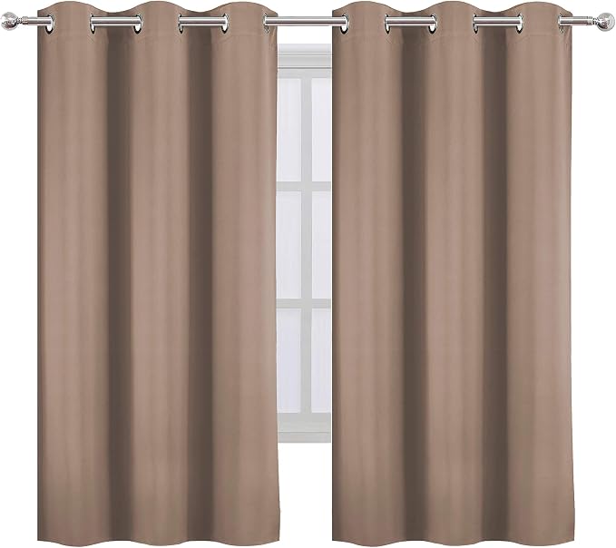 Cappuccino Blackout Curtains 42 x 63 Inch Length/Set of 2 Curtain Panels/Thermal Insulated Room Darkening Blackout Curtains for Bedroom
