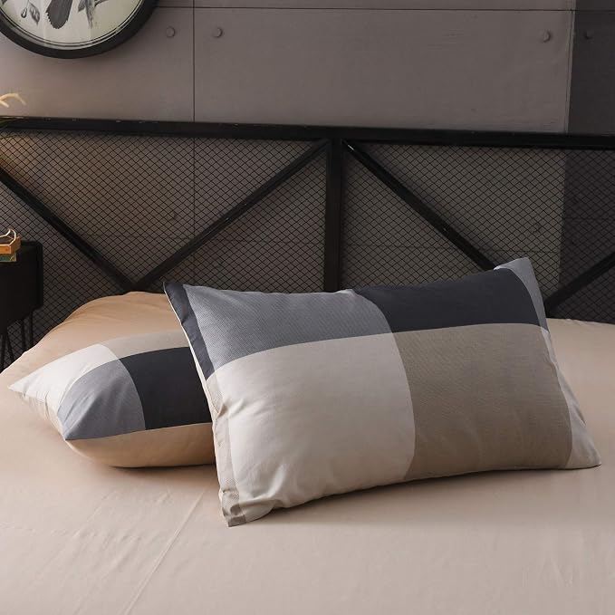 King Comforter Set Plaid 3 Pieces Soft Bedding Plaid Comforter Vintage Style Checkered Gingham King Comforter Set for All Seasons 1 Comforter and 2 Pillowcases