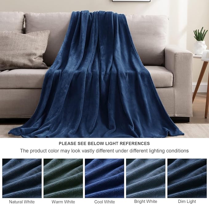 BEDELITE Fleece Blanket Soft Plush Throw for Couch Navy 50"x70" | Ultra Soft Fleece, Plush Microfiber, Lightweight Warmth, All Season Comfort, Fade Resistant, Machine Washable, Couch Sofa Bed