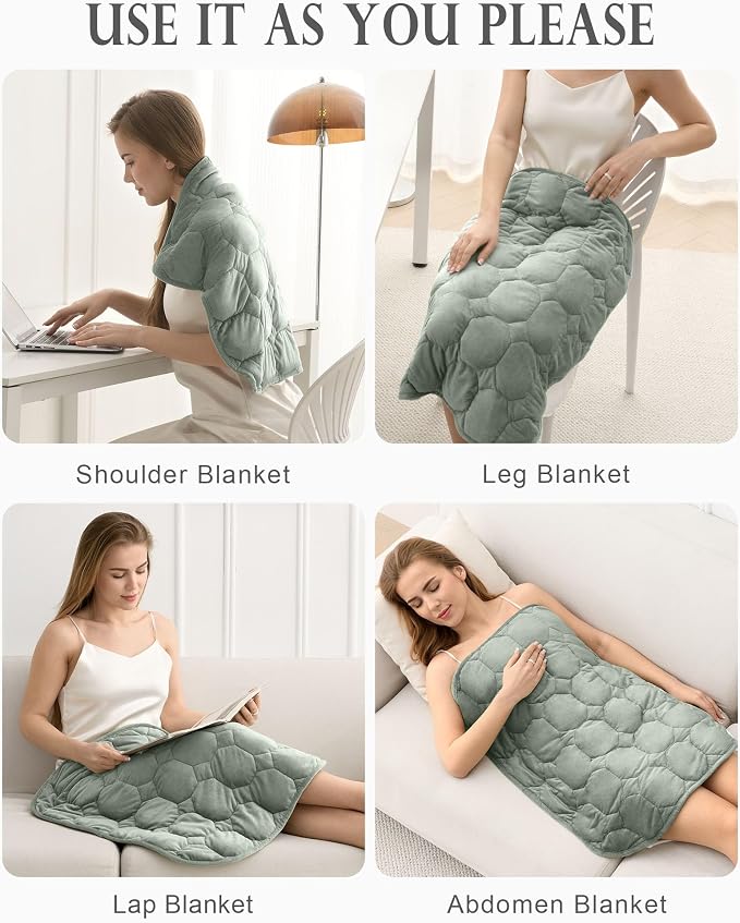 Cottonblue Small Weighted Lap Blanket 7lbs for Adults Teens 24"x29", Cozy | Soft Crystal Velvet Weighted Blanket Pad, Washable Portable Mini Travel Blankets for Relaxation All Season Used, Sage Green