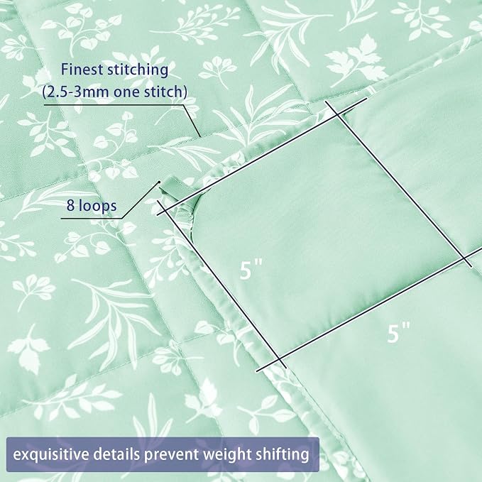 yescool Weighted Blanket for Adults (15 lbs, 60" x 80", Cyan) Cooling Heavy Blanket for Sleeping Perfect for 140-160 lbs, Queen Size Breathable Blanket with Premium Glass Bead, Machine Washable