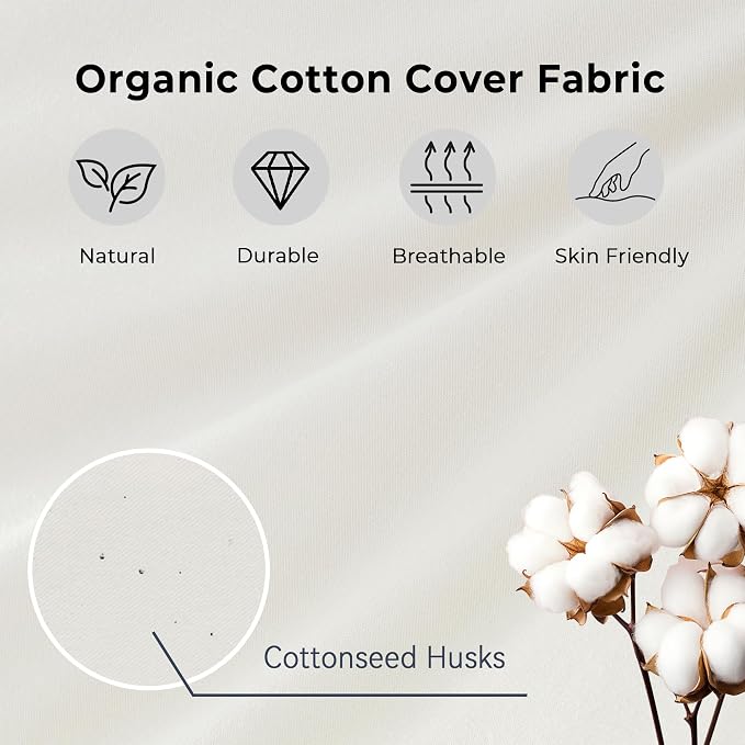 puredown® Gusseted Goose Feather Down Pillows, 100% Organic Cotton Cover, Luxury Hotel Collection Bed Pillows for Sleeping Set of 2, Queen Size