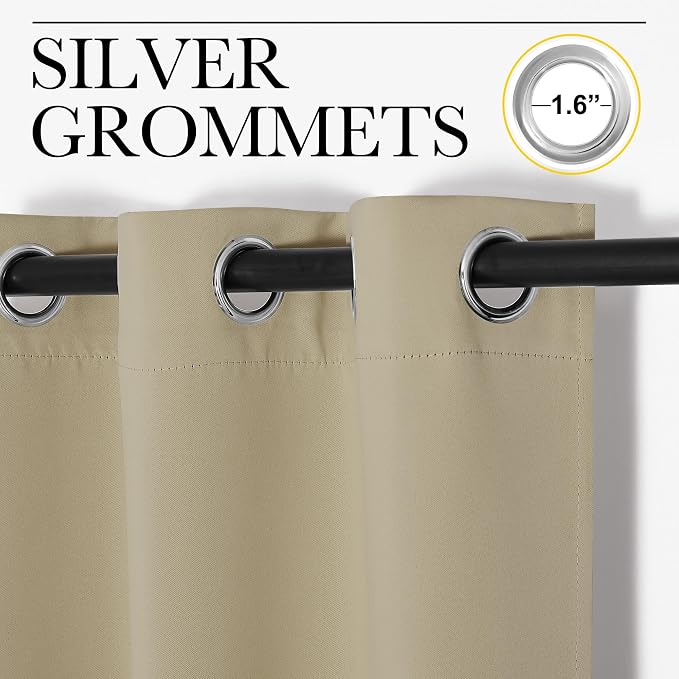 NICETOWN Cocoa Eggnog Blackout Curtains for Bedroom 42" w x 63" L 2 Panels | Thermal Insulated Grommet Draperies Panels for Living Room Kitchen, Light Blocking Room Darkening Noise Reducing Home Decor
