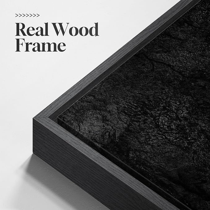 Framed Modern Black Abstract Square Wall Art Decor for Living Room, 30x30 | Minimalist, Canvas prints, Dark moody paintings, Black frame, Square pictures, Dining room, Bedroom, Office wall decor