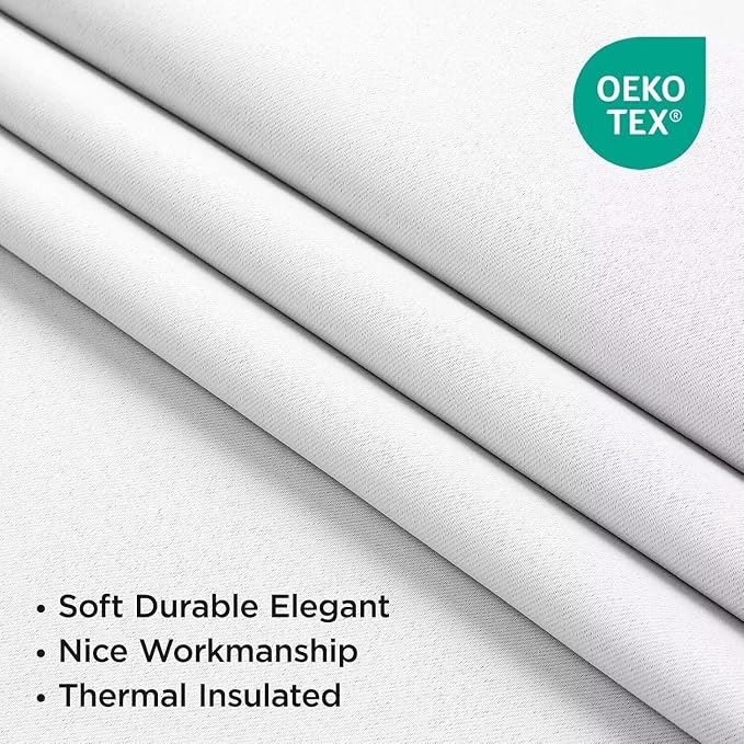 Joydeco Curtains 90 Inches Long 2 Panels Set, Thermal Insulated Long Curtains& Drapes 2 Burg, Room Darkening Drapes for Bedroom Living Room Window (Pure White, W52 x L90 Inch)