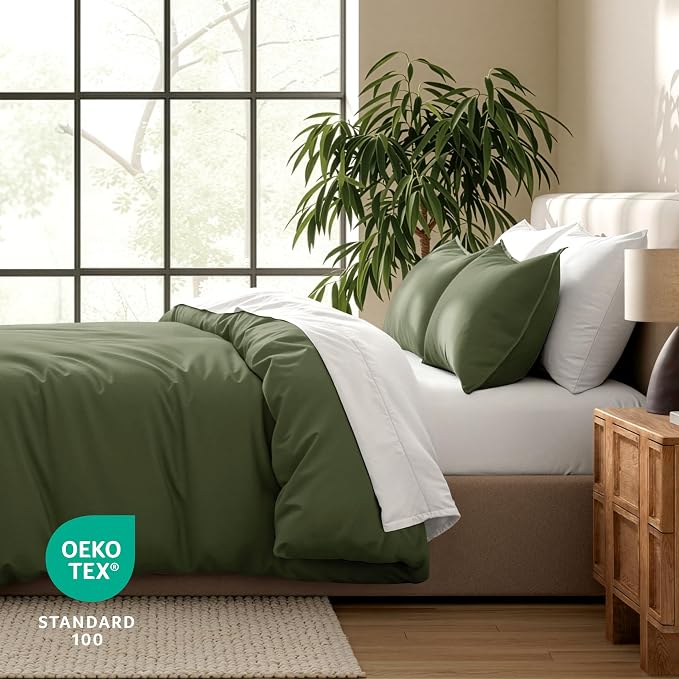Bare Home Duvet Cover Set 1800 Ultra-Soft (King, Cypress) | Lightweight, Cooling, Breathable, Premium 1800 Ultra-Soft, All-Season